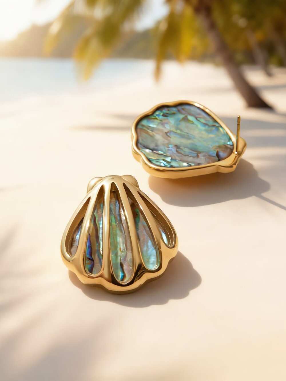 Abalone Sea Shell Stud Earrings
